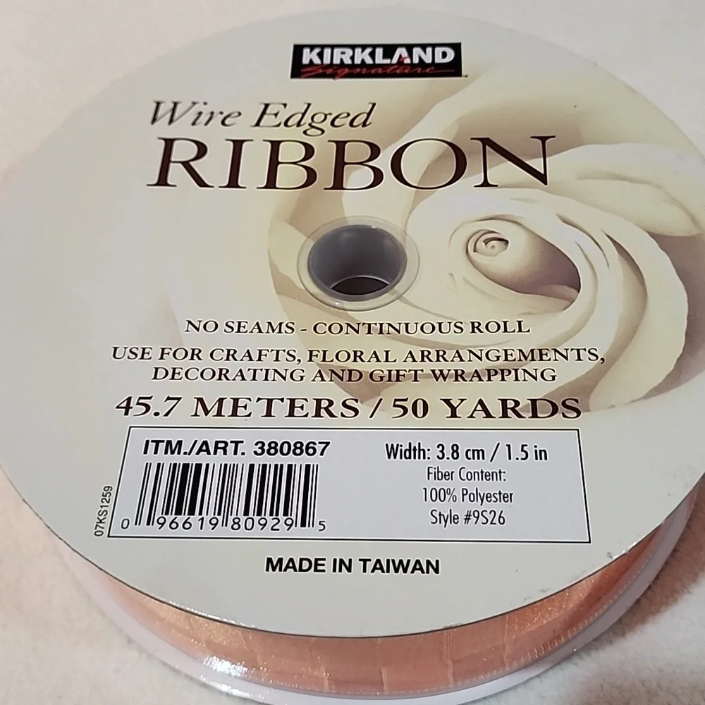 NEW 3 Rolls Kirkland Wire-edged Ribbon, 1-1/2